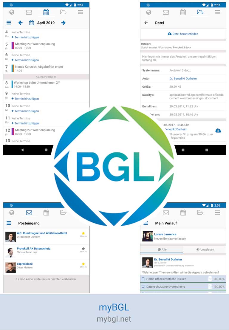 MyBGL - das BGL-Netzwerk als App auf Ihrem Smartphone oder im Browser Ihres Desktops